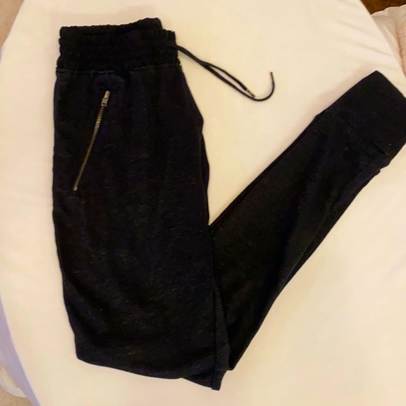 ZARA heather black draw string jogger pants with front zip pockets size S - Picture 1 of 5